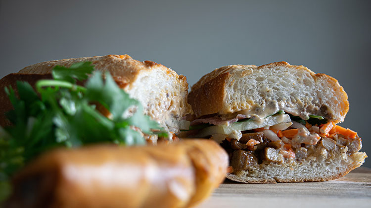 close up of a Banh Mi