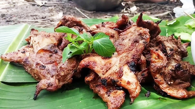 Grilled rat meat