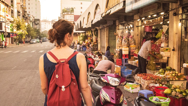 A tourist wandering around Vietnam