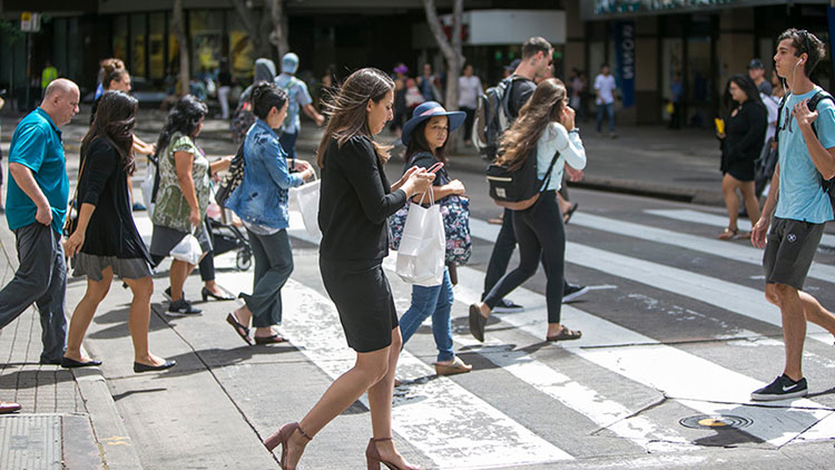 Texting while crossing the street