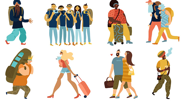 illustration of travelling purposes of many people