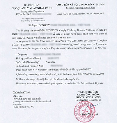 Vietnam entry permit